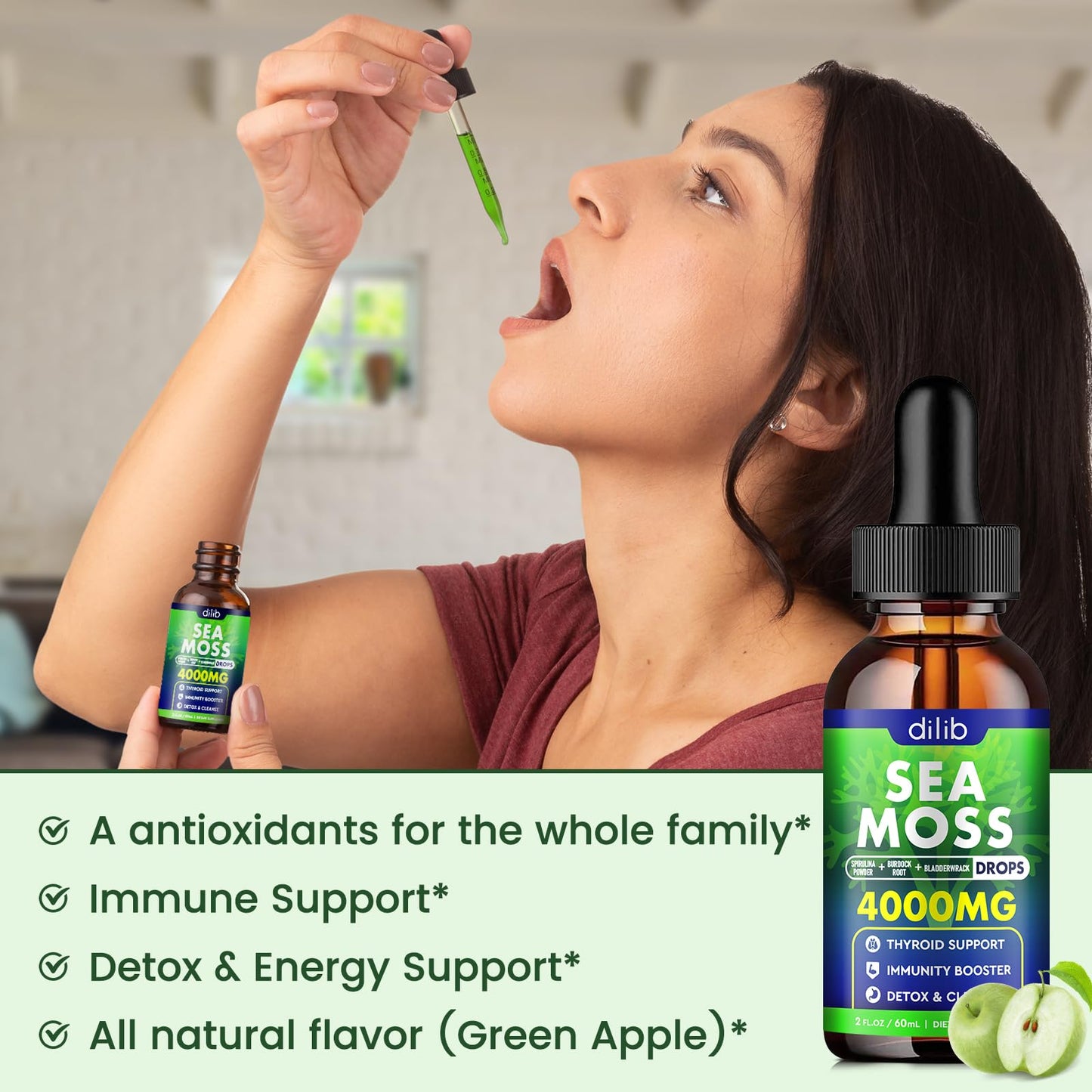 dilib Irish Sea Moss Liquid Drops: 4000mg, Organic Bladderwrack