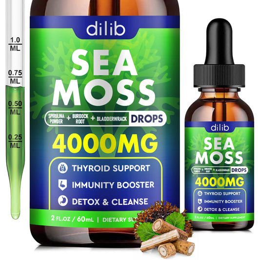 dilib Irish Sea Moss Liquid Drops: 4000mg, Organic Bladderwrack