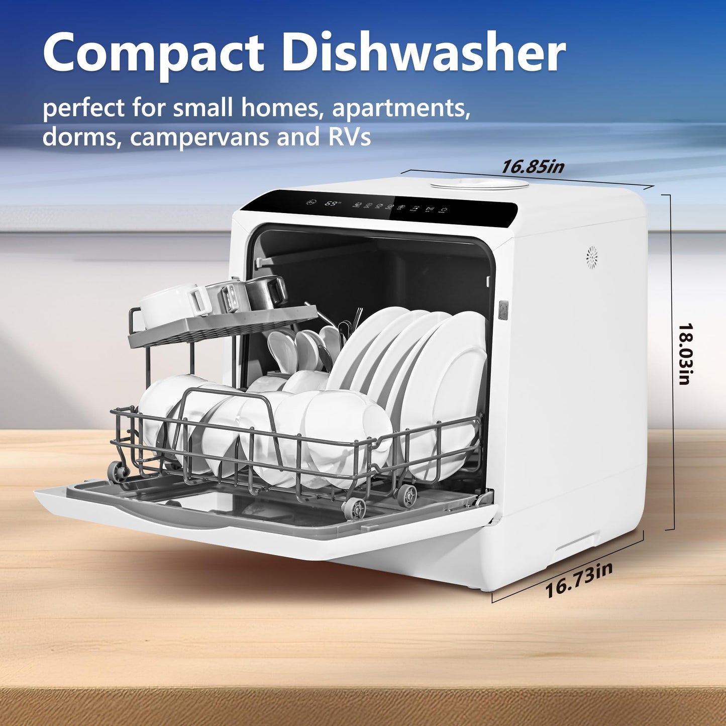 EUHOMY Mini Dishwasher Countertop Portable Compact Dishwashers with 5 L Built-in Water Tank for Apartments& RVs,6 Programs,No Hookup Needed