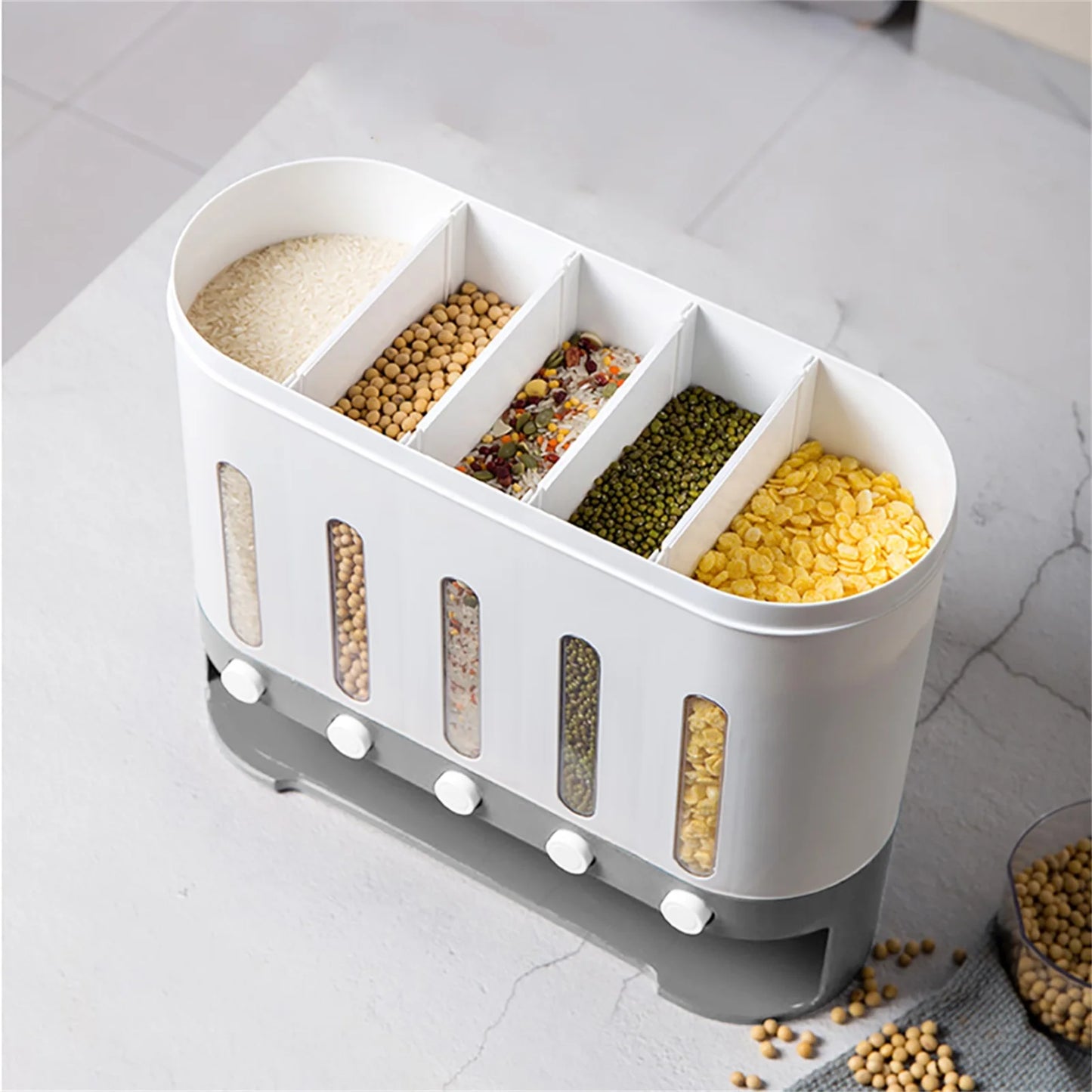 Wall-Mounted 5-in-1 Cereal and Grain Dispenser